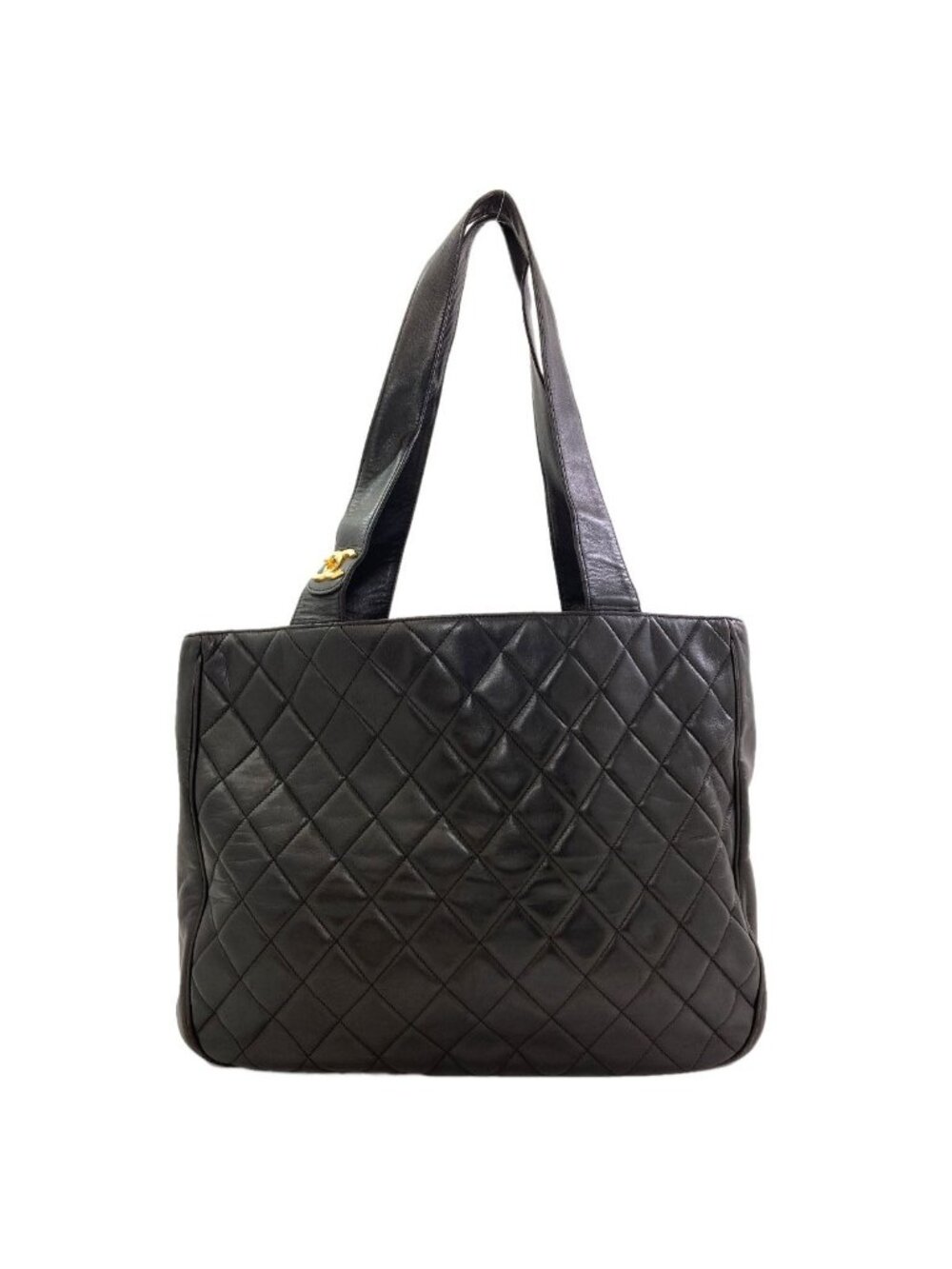 Chanel Quilted Gold Tote Bag Lambskin